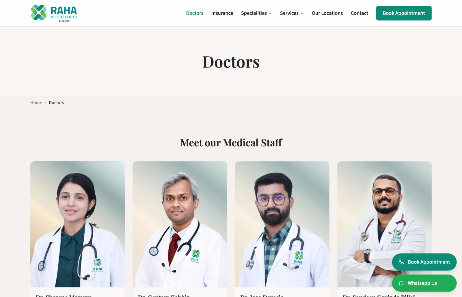 Raha Medical Center website, screen 2