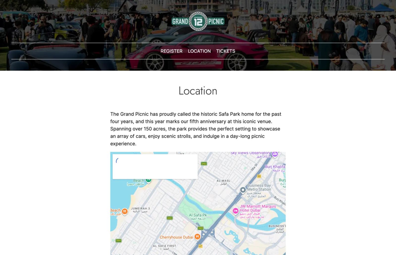 The Grand Picnic website, screen 3
